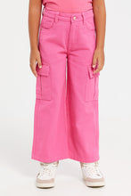 Load image into Gallery viewer, جينز كارجو باللون الوردي للبنات الصغار