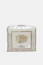 Load image into Gallery viewer, طقم لحاف مطبوع هندسي مكون من 4 قطع باللون البيج (حجم مزدوج)