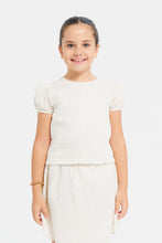 Load image into Gallery viewer, بلوزة جاكار باللون البيج للبنات الصغار