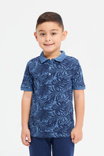 Load image into Gallery viewer, تيشيرت بأزرار أمامية باللون الأزرق للأولاد الصغار