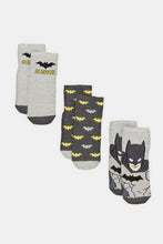 Load image into Gallery viewer, مجموعة جوارب باتمان باللون الرمادي والفحمي للأولاد (عبوة من 3 قطع)