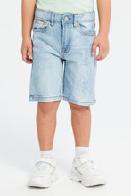 Load image into Gallery viewer, شورت بجيوب باللون الأزرق للأولاد الصغار