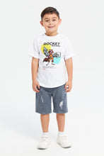 Load image into Gallery viewer, شورت ممزق باللون الرمادي للأولاد الصغار