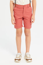 Load image into Gallery viewer, شورت بحمالات باللون المرجاني للأولاد الصغار