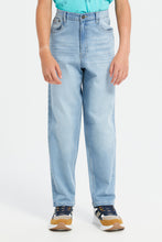 Load image into Gallery viewer, بنطلون جينز بقصة واسعة باللون الأزرق للأولاد الكبار