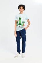 Load image into Gallery viewer, بنطلون جينز كارجو باللون الأزرق للأولاد الكبار