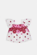 Load image into Gallery viewer, بلوزة مطبوعة بالزهور باللون الأبيض للفتيات الرضع