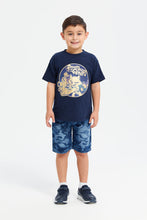 Load image into Gallery viewer, شورت مطبوع باللون الكحلي للأولاد الصغار
