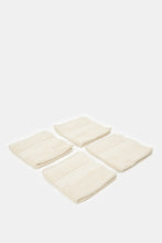 Load image into Gallery viewer, مجموعة مناشف الوجه القطنية المزخرفة باللون البيج (4 قطع)