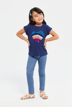 Load image into Gallery viewer, جيغينغز سادة باللون الأزرق للبنات الصغار