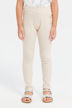 Load image into Gallery viewer, جيغينغز سادة باللون البيج للبنات الصغار