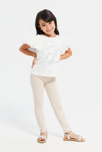 Load image into Gallery viewer, جيغينغز سادة باللون البيج للبنات الصغار