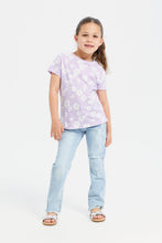 Load image into Gallery viewer, جينز واسع ممزق باللون الأزرق للبنات الصغار