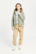 Load image into Gallery viewer, سترات بيسبول خضراء مبطنة للكبار مع فرو بغطاء للرأس