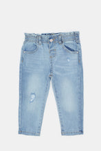 Load image into Gallery viewer, بنطلون جينز أزرق من Paperbag للبنات الرضع