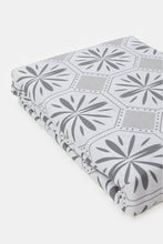 Load image into Gallery viewer, ملاءة مسطحة بنقشة هندسية زهرية باللون الأزرق المخضر (مقاس واحد)