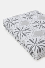 Load image into Gallery viewer, ملاءة مسطحة بنقشة هندسية زهرية باللون الأزرق المخضر (مقاس كبير)