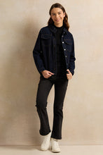 Load image into Gallery viewer, سترة جينز زرقاء داكنة للفتيات الكبيرات