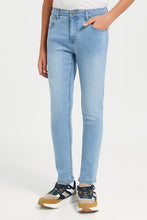 Load image into Gallery viewer, بنطلون جينز مطاطي أزرق للأولاد الكبار