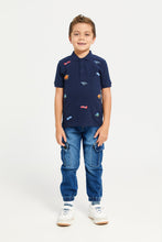 Load image into Gallery viewer, بنطلون رياضي محبوك بجيوب للأولاد باللون الأزرق