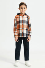 Load image into Gallery viewer, قميص منقوش باللون الصدأ للأولاد مع غطاء رأس قابل للفصل