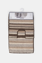 Load image into Gallery viewer, سجادة حمام مخططة باللون البني (قطعتان)