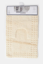 Load image into Gallery viewer, سجادة حمام منقوشة باللون البيج (قطعتان)