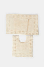 Load image into Gallery viewer, سجادة حمام منقوشة باللون البيج (قطعتان)