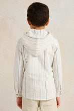 Load image into Gallery viewer, قميص مخطط باللون الأبيض للأولاد مع غطاء للرأس