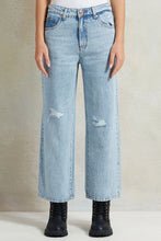Load image into Gallery viewer, بنطلون جينز أزرق بقصّة مستقيمة للفتيات الكبيرات في السن