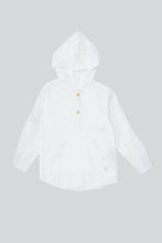 Load image into Gallery viewer, قميص أبيض بغطاء رأس للأولاد الرضع