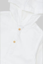 Load image into Gallery viewer, قميص أبيض بغطاء رأس للأولاد الرضع
