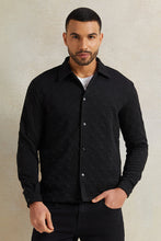 Load image into Gallery viewer, قميص جاكار أسود اللون للرجال