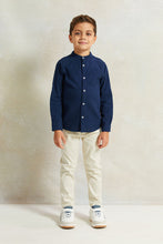 Load image into Gallery viewer, قميص أزرق داكن بياقة ماندرين للأولاد