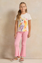 Load image into Gallery viewer, بنطال ضيق مزهر وردي اللون للبنات