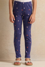 Load image into Gallery viewer, بنطال ضيق مضلع مطبوع بنفسجي للبنات
