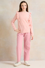 Load image into Gallery viewer, بنطلون جينز واسع باللون الوردي للبنات الكبار