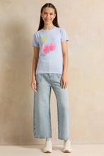 Load image into Gallery viewer, بنطلون جينز أزرق واسع الساق مع جيب أمامي للفتيات