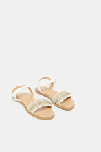 Load image into Gallery viewer, صندل كريمي مزين للبنات