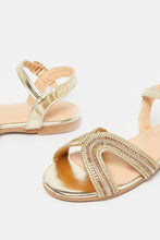 Load image into Gallery viewer, صندل ذهبي مزخرف للبنات