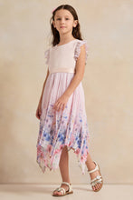 Load image into Gallery viewer, فستان بناتي وردي مطبوع مطوي