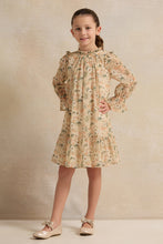 Load image into Gallery viewer, فستان بناتي أصفر مطبوع عليه زهور