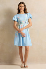 Load image into Gallery viewer, فستان أزرق مطبوع للفتيات الكبيرات