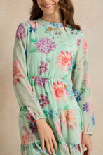 Load image into Gallery viewer, فستان مطبوع باللون الأخضر للبنات الكبار