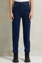 Load image into Gallery viewer, بنطلون جينز بقصّة مستقيمة باللون الأزرق الداكن للفتيات الكبيرات