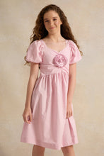 Load image into Gallery viewer, فستان وردي من قماش البوبلين مزهر للفتيات في سن الرشد