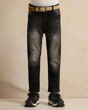 Load image into Gallery viewer, بنطال جينز أسود بحزام للأولاد