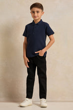 Load image into Gallery viewer, قميص بولو مضلع باللون الأزرق البحري للأولاد