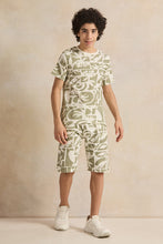 Load image into Gallery viewer, طقم جاكار زيتوني كاجوال للأولاد الكبار (قطعتان)