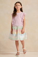 Load image into Gallery viewer, بلوزة دوبي مزينة باللون البنفسجي للبنات